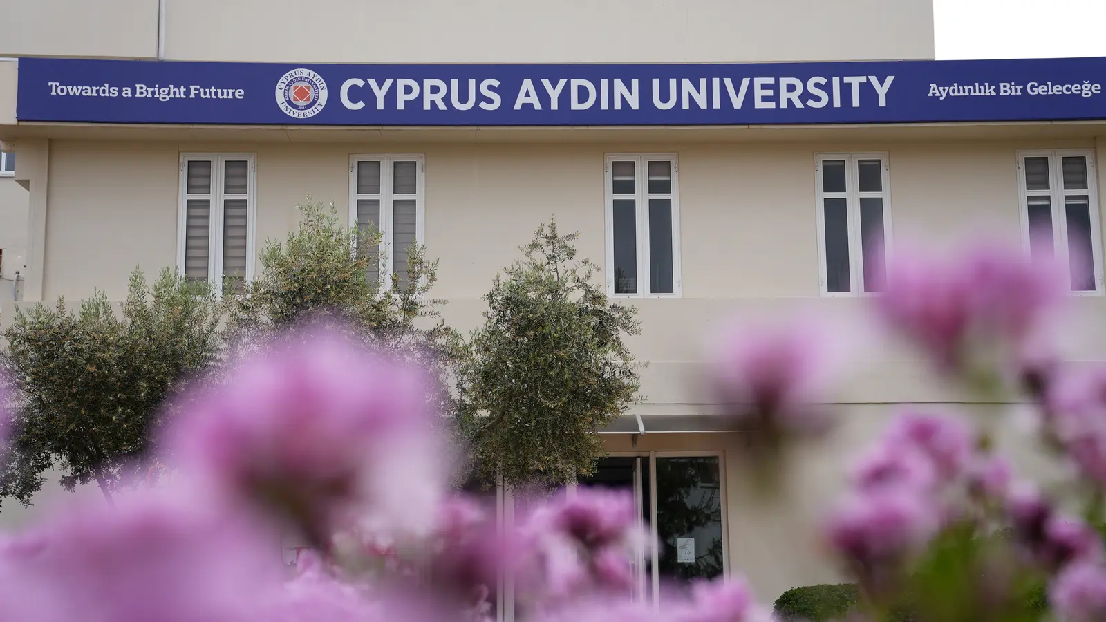 Campus building with the university sign