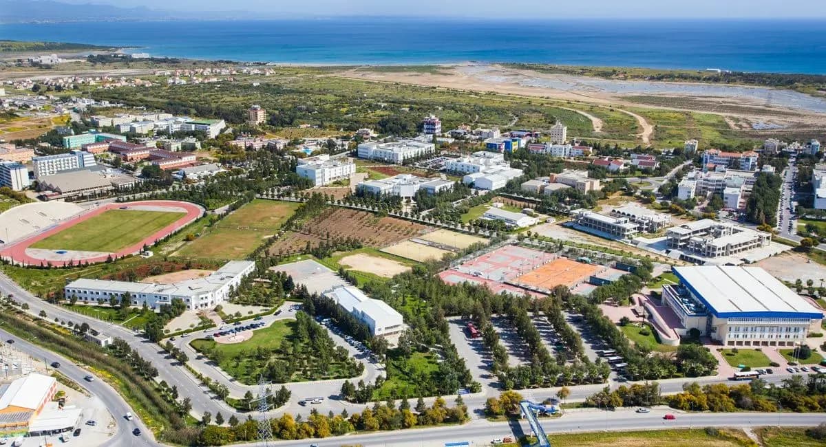 Campus from the air, towards the sea