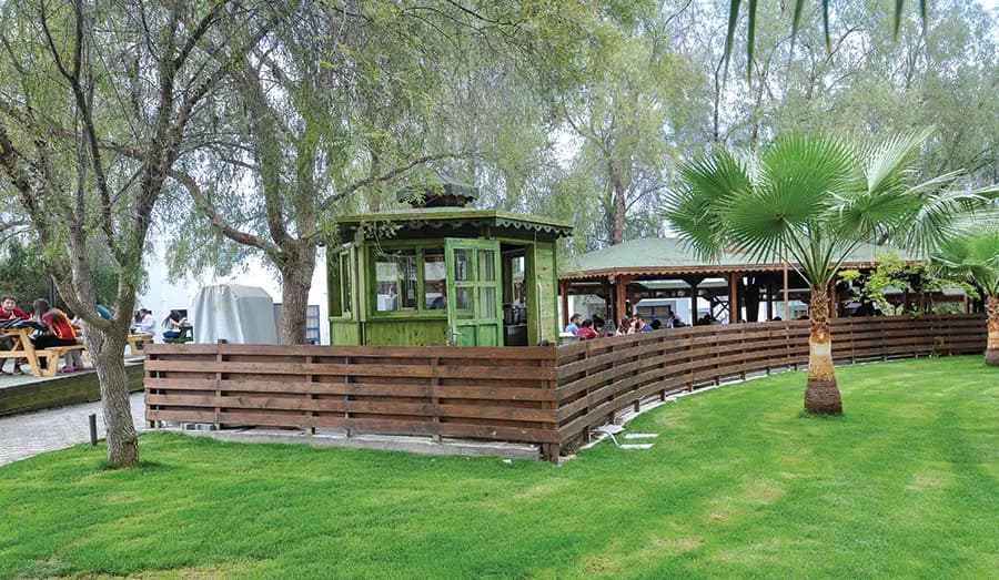 Lawn and kiosk