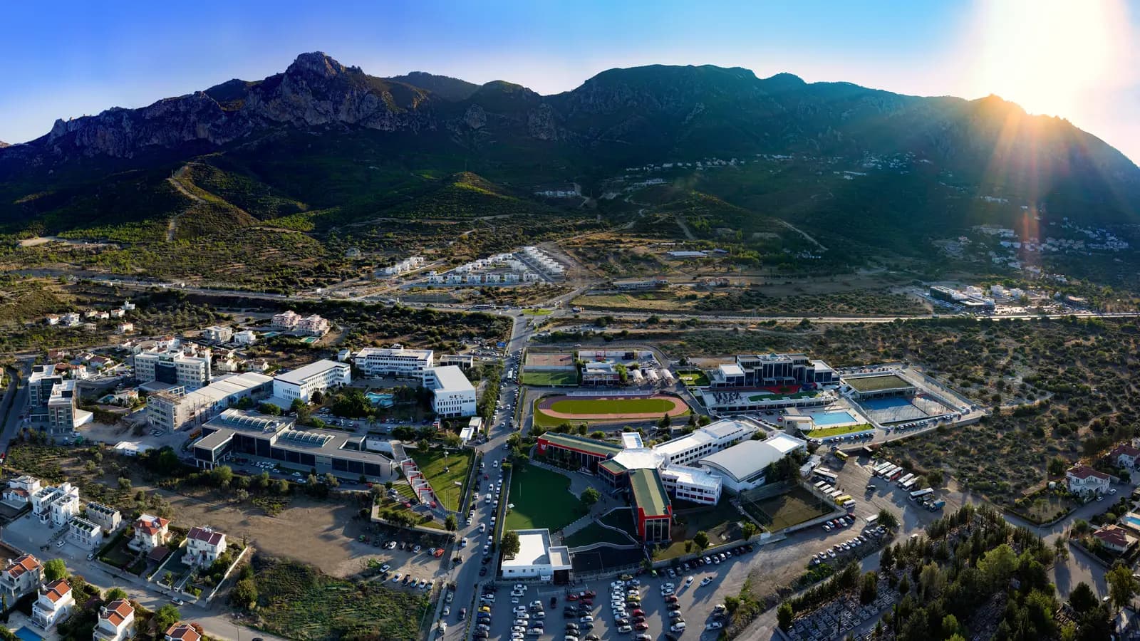 Campus from the air, Kyrenia mountains behind