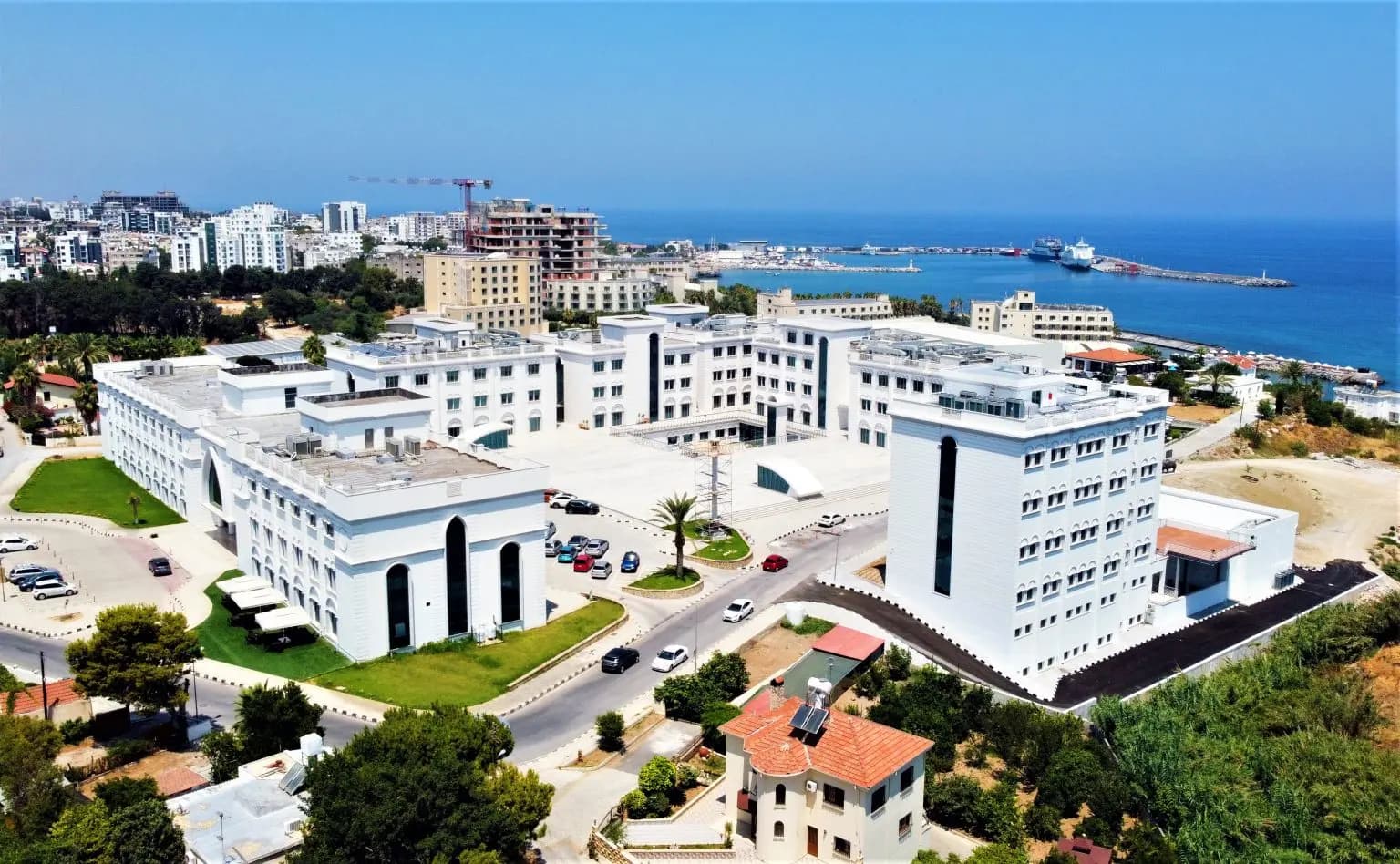 Campus above Kyrenia harbour, from the air